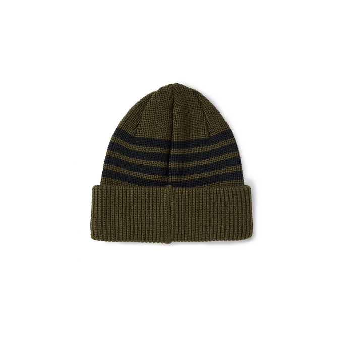 Polar Skate Co. - Stripe Merino Wool Beanie - Army Green / Black