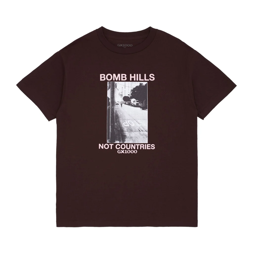 GX1000 - Bomb Hills Not Countries T-Shirt - Brown / Rose