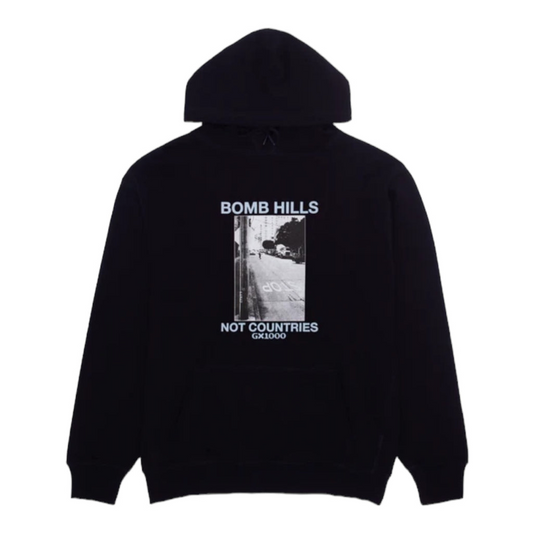 GX1000 - Bomb Hills Not Countries Hoodie - Black / Light Blue