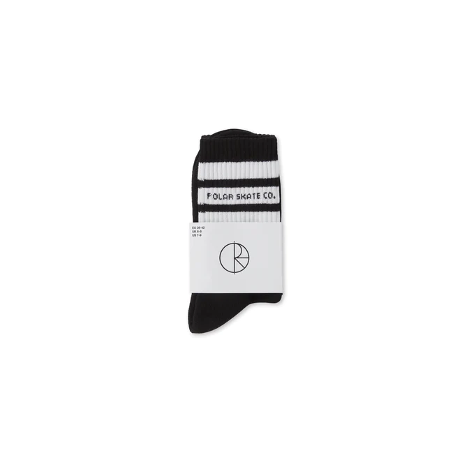 Polar Skate Co - Fat Stripe Socks (Black) - (US 7-9)
