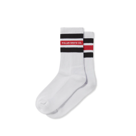 Polar Skate Co - Fat Stripe Socks(White / Black / Red) - (US 7-9)
