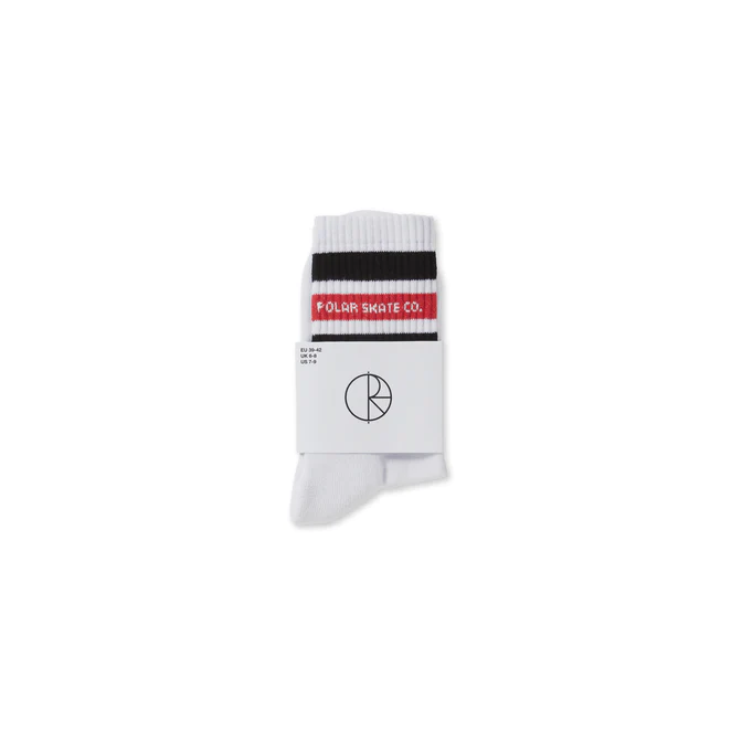 Polar Skate Co - Fat Stripe Socks(White / Black / Red) - (US 7-9)