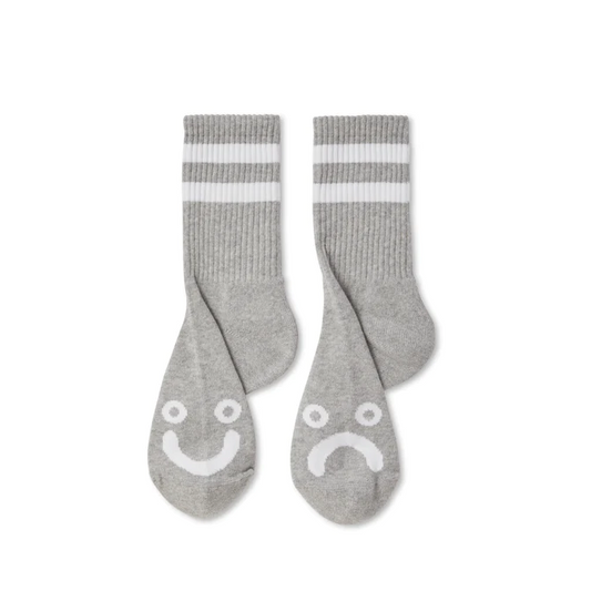 Polar Skate Co - Happy Sad Socks - Heather Grey  - (US 7-9)