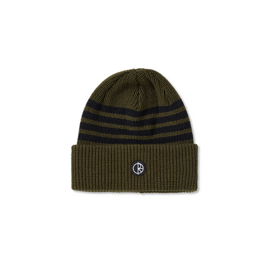 Polar Skate Co. - Stripe Merino Wool Beanie - Army Green / Black