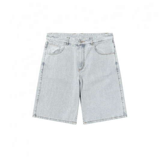 Helas - Diu Grec Washed Denim Shorts - Light Blue