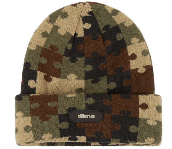 Dime - Camo Puzzle Fold Beanie - Camo Green