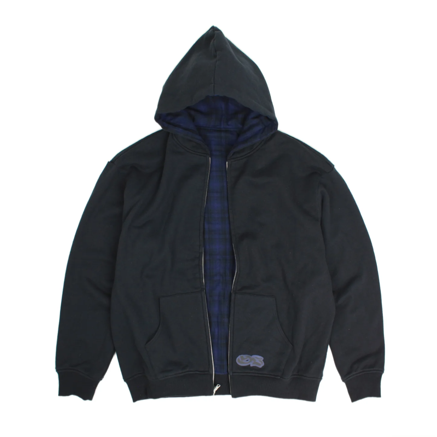 Yardsale - Reversible Zip Hoodie - Black / Indigo Flannel